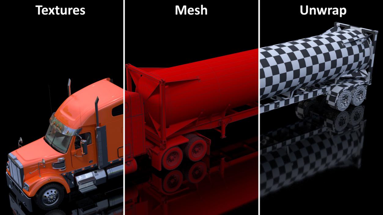 Freightliner Truck with Gas Tank Rigged 3D model