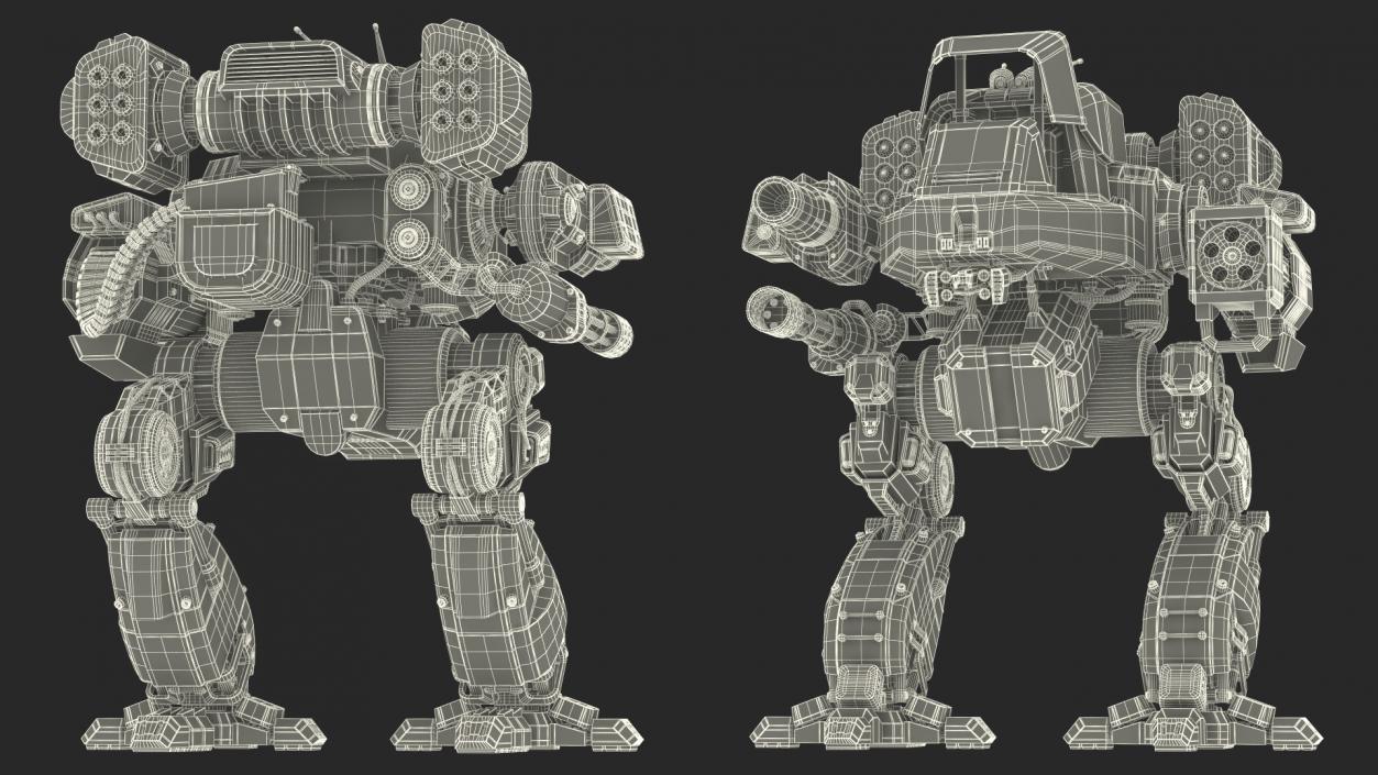 3D Shabby Military Robot Empty Black model