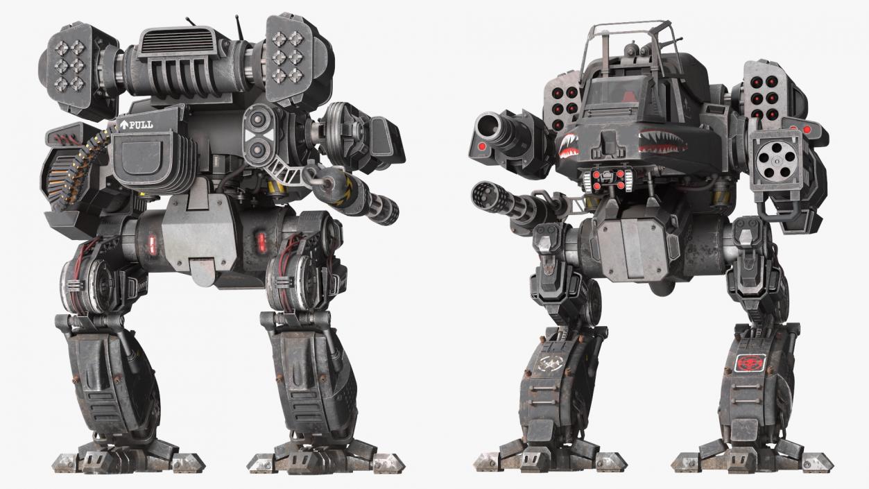 3D Shabby Military Robot Empty Black model