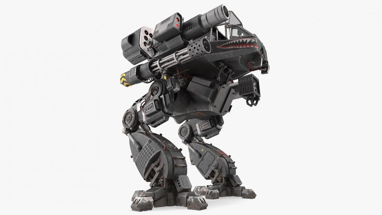 3D Shabby Military Robot Empty Black model