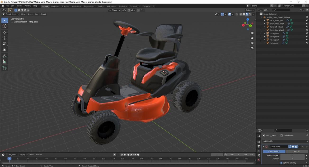 Mobile Lawn-Mower Orange 3D model