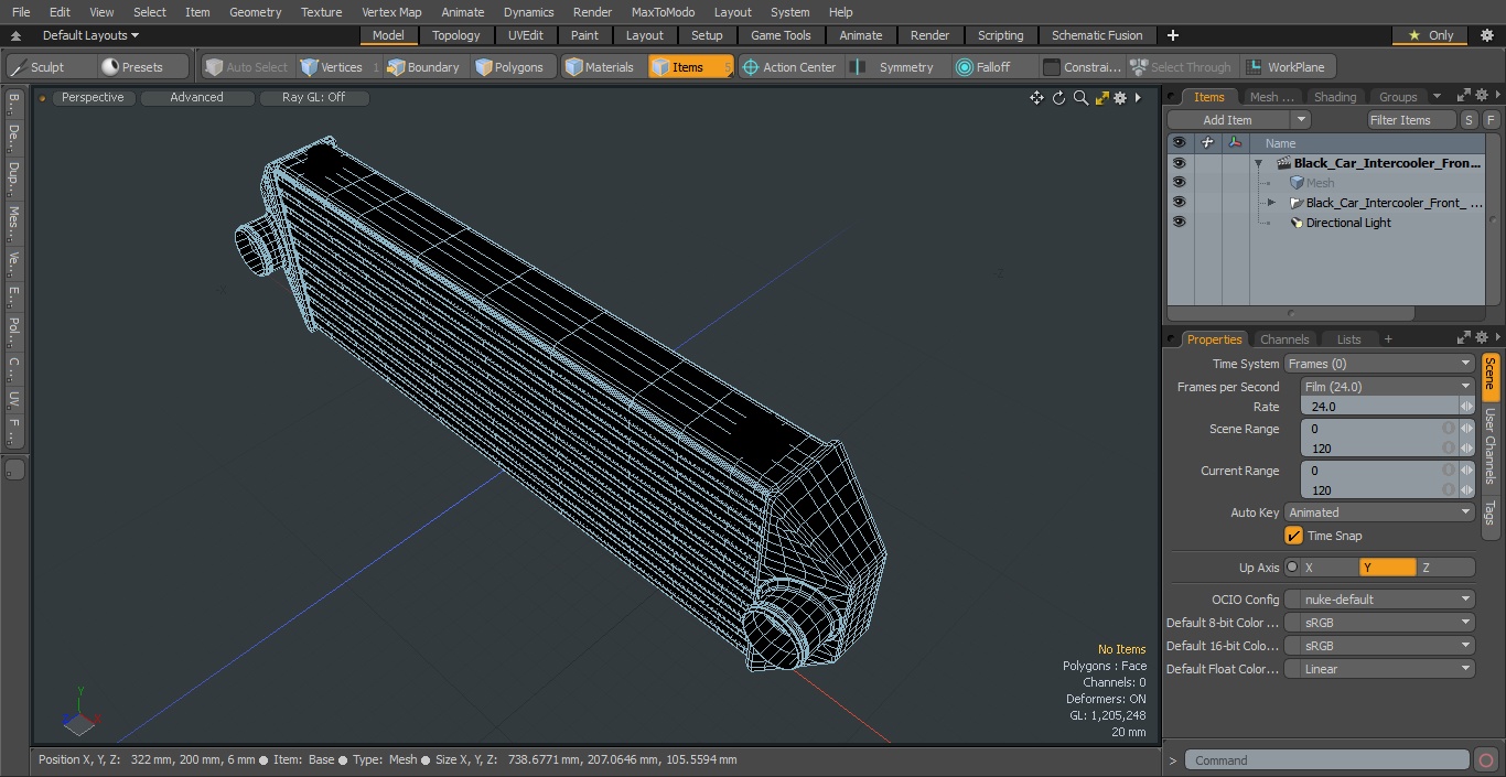 3D Black Car Intercooler Front Side Pipes model