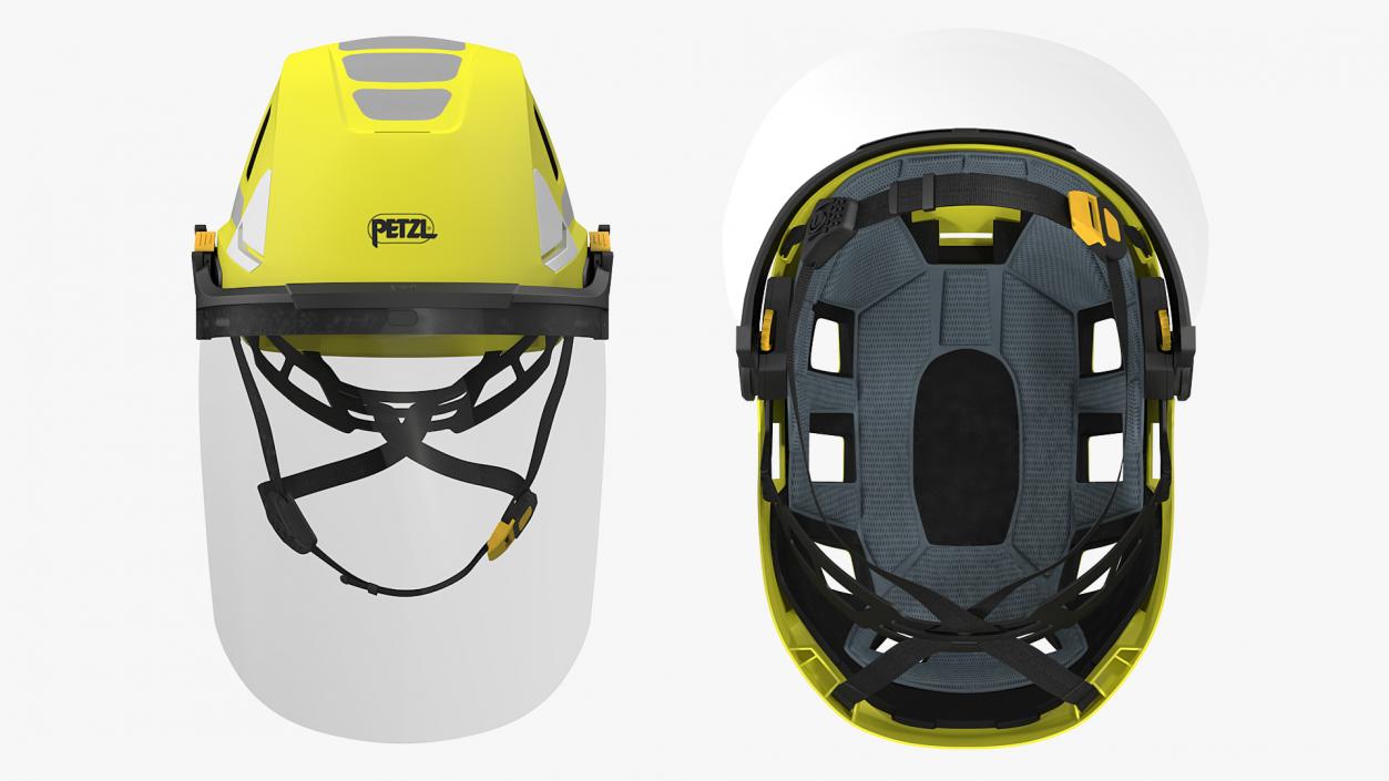 3D Petzl Strato Vent Hi-Viz Helmet with Fase Shield model