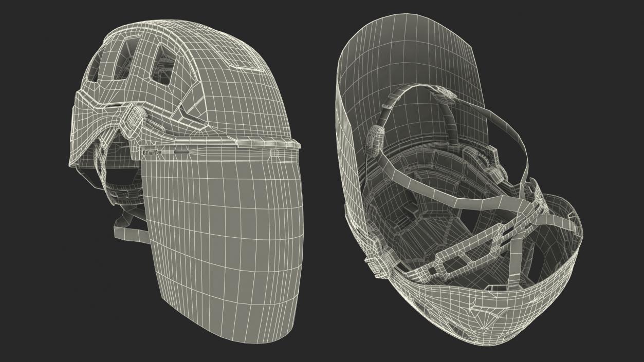 3D Petzl Strato Vent Hi-Viz Helmet with Fase Shield model