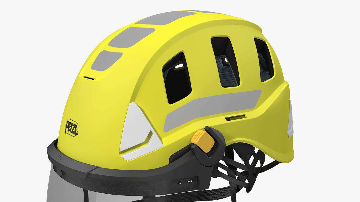 3D Petzl Strato Vent Hi-Viz Helmet with Fase Shield model