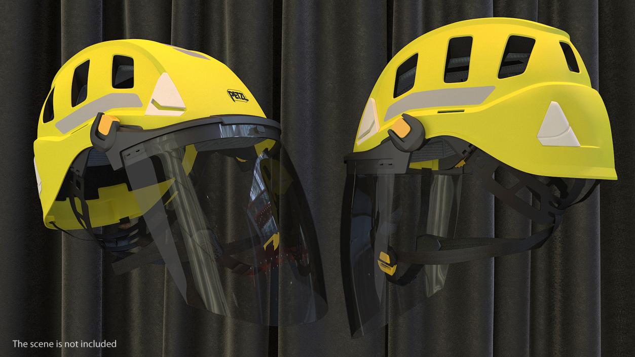 3D Petzl Strato Vent Hi-Viz Helmet with Fase Shield model