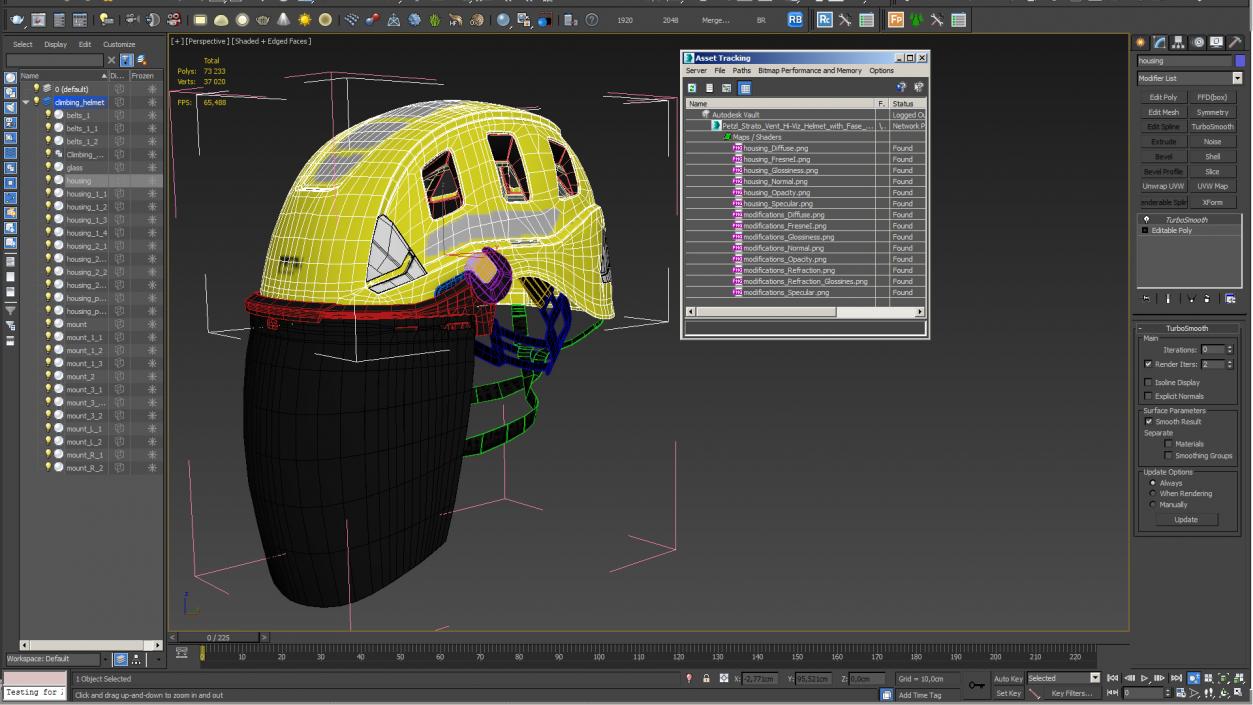 3D Petzl Strato Vent Hi-Viz Helmet with Fase Shield model