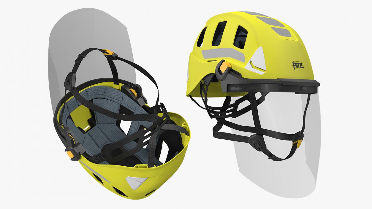 3D Petzl Strato Vent Hi-Viz Helmet with Fase Shield model