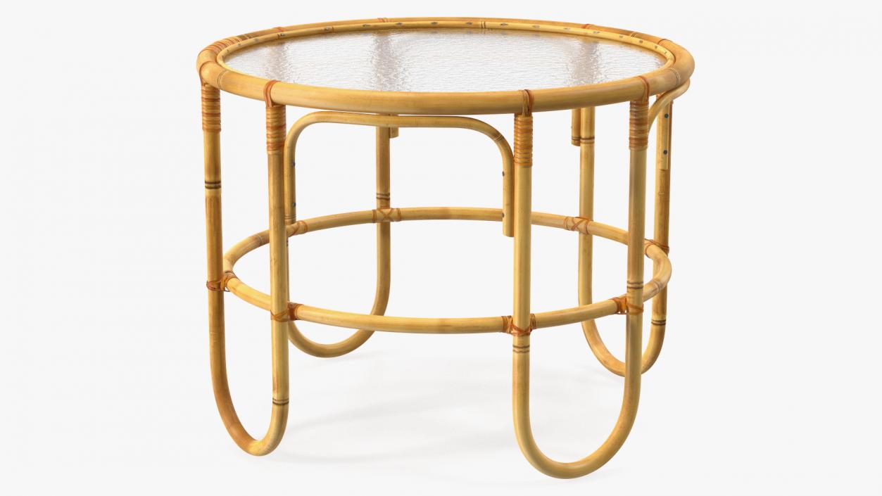 3D Round Bamboo Rattan Table Collection 2 model