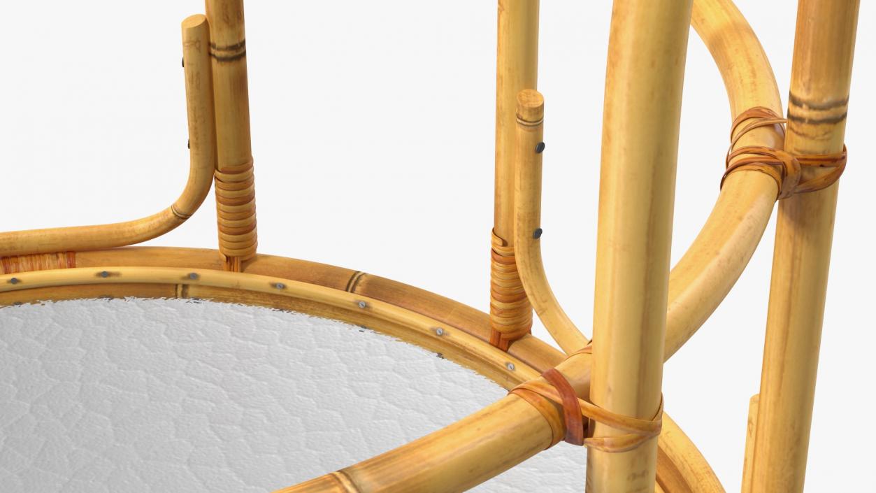 3D Round Bamboo Rattan Table Collection 2 model