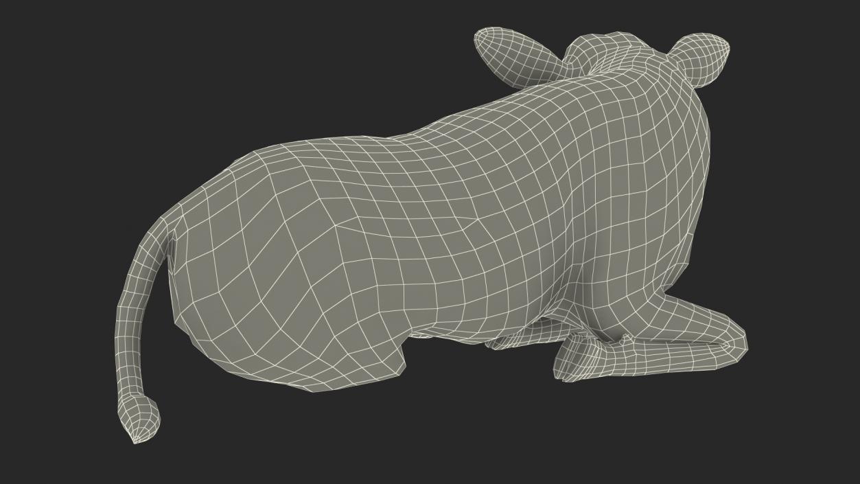 3D Cow Calf in Lying Pose Fur 2 model