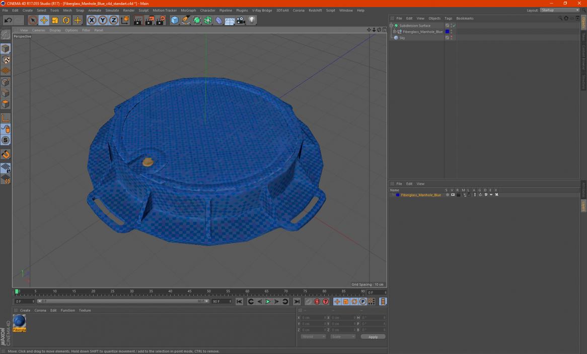 3D Fiberglass Manhole Blue model