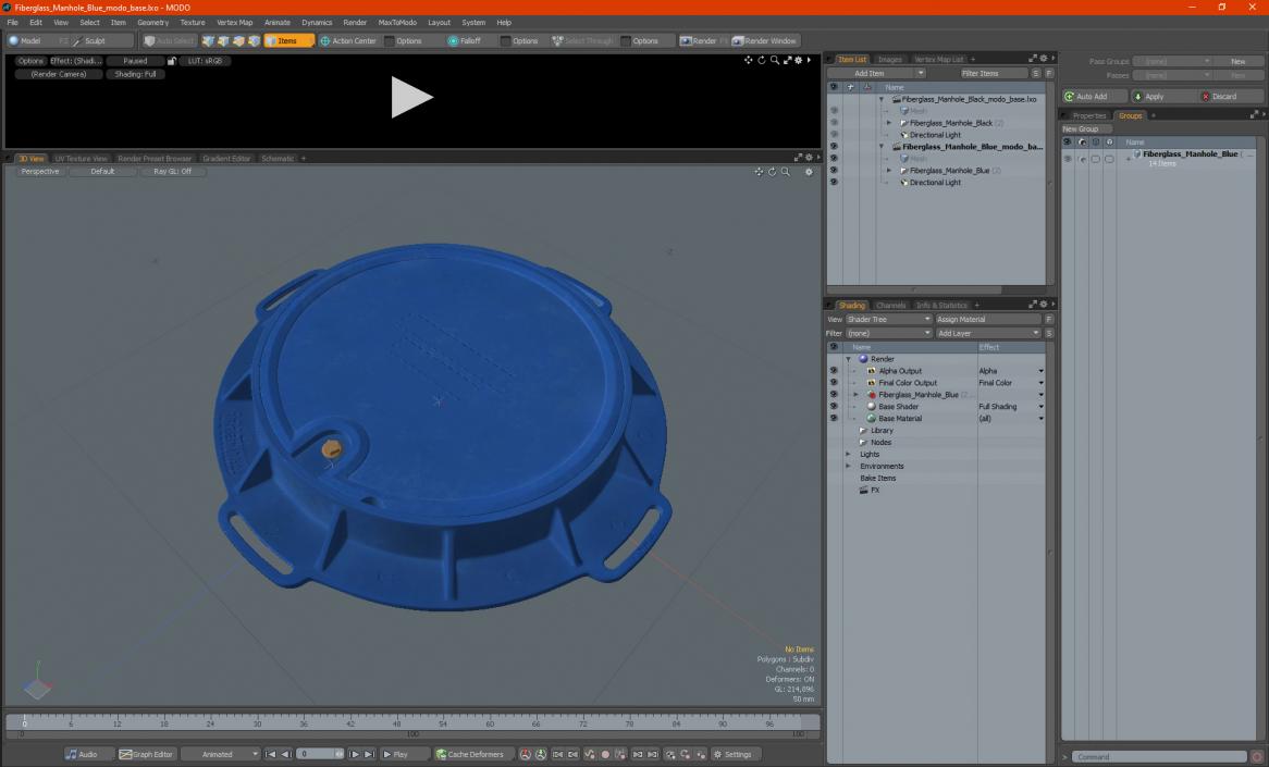 3D Fiberglass Manhole Blue model