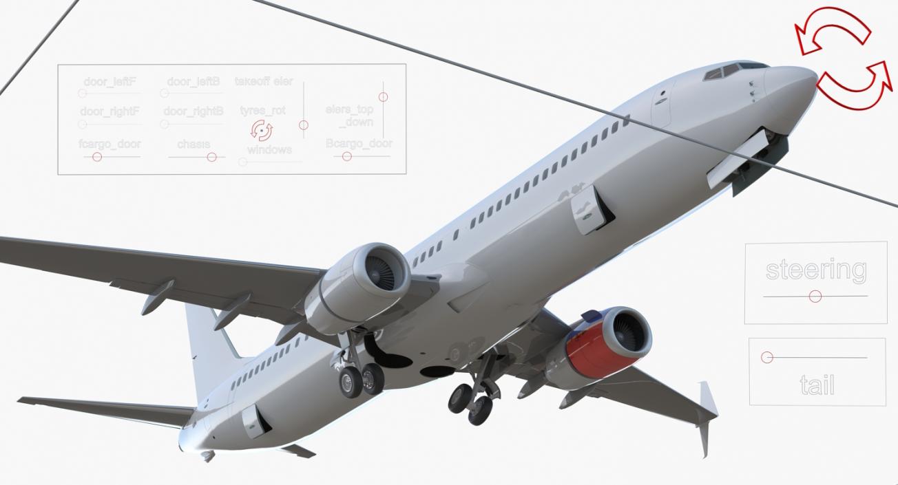 3D Boeing 737-900 with Interior and Cockpit Southwest Airlines Rigged