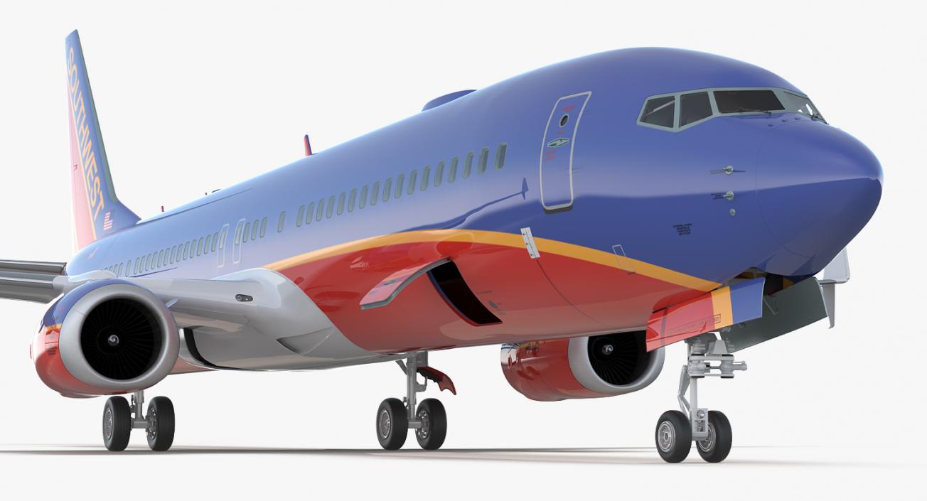 3D Boeing 737-900 with Interior and Cockpit Southwest Airlines Rigged