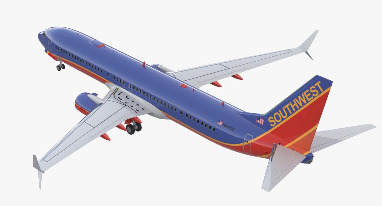 3D Boeing 737-900 with Interior and Cockpit Southwest Airlines Rigged