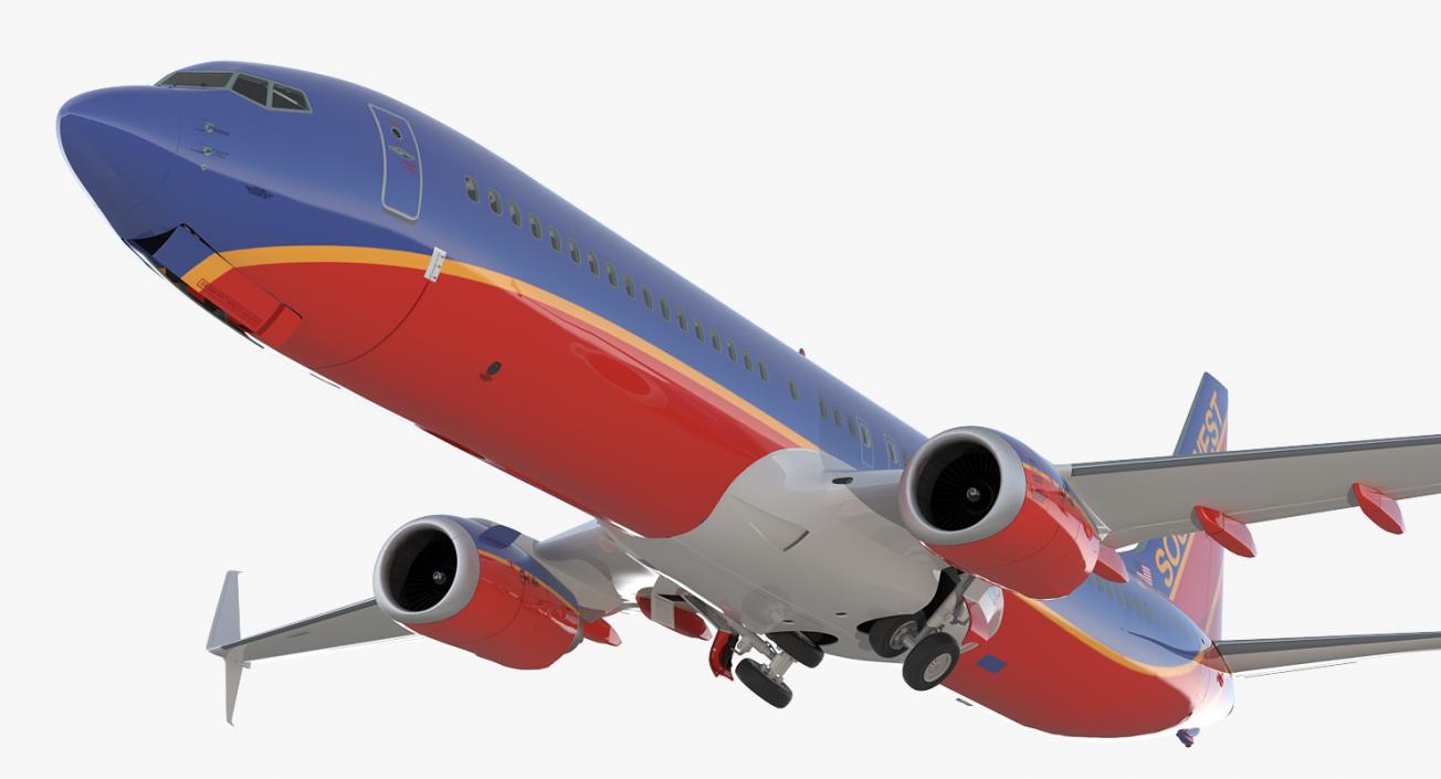 3D Boeing 737-900 with Interior and Cockpit Southwest Airlines Rigged