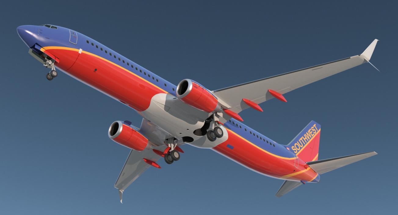 3D Boeing 737-900 with Interior and Cockpit Southwest Airlines Rigged