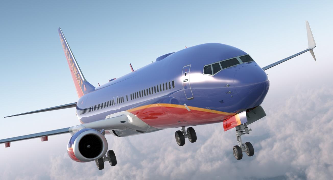 3D Boeing 737-900 with Interior and Cockpit Southwest Airlines Rigged