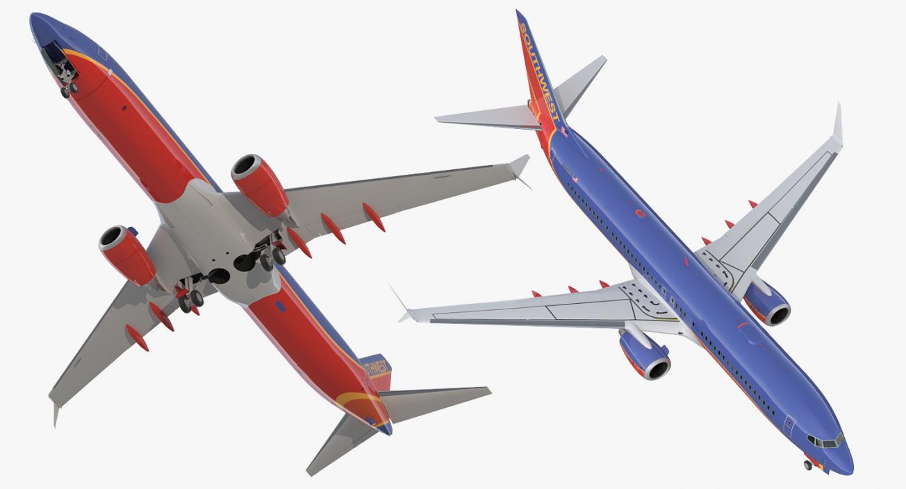 3D Boeing 737-900 with Interior and Cockpit Southwest Airlines Rigged