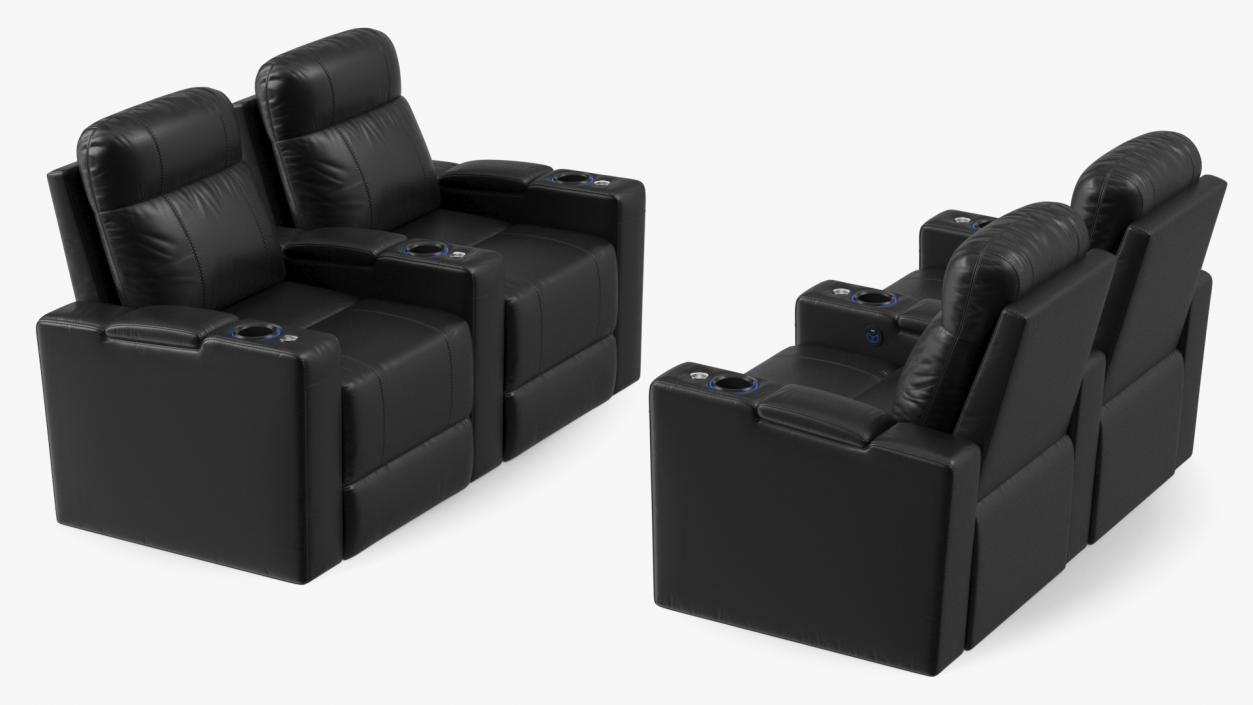 Valencia Home Theater Seating Row of 2 Black 3D model