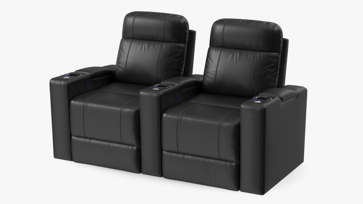 Valencia Home Theater Seating Row of 2 Black 3D model