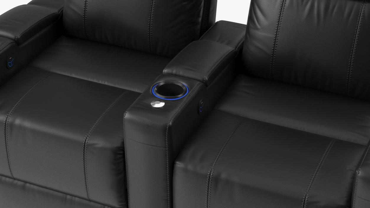 Valencia Home Theater Seating Row of 2 Black 3D model