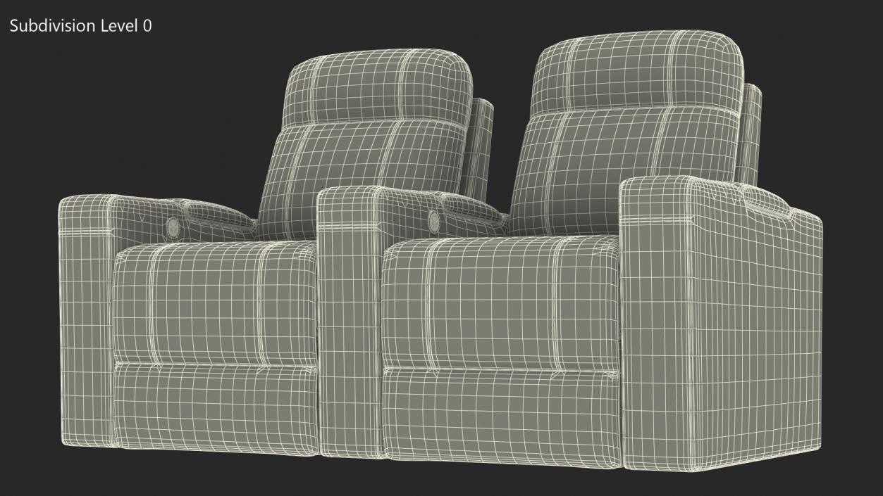 Valencia Home Theater Seating Row of 2 Black 3D model