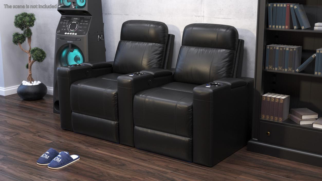 Valencia Home Theater Seating Row of 2 Black 3D model