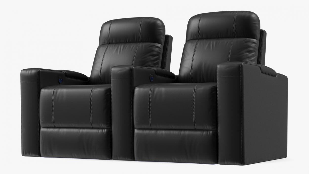 Valencia Home Theater Seating Row of 2 Black 3D model