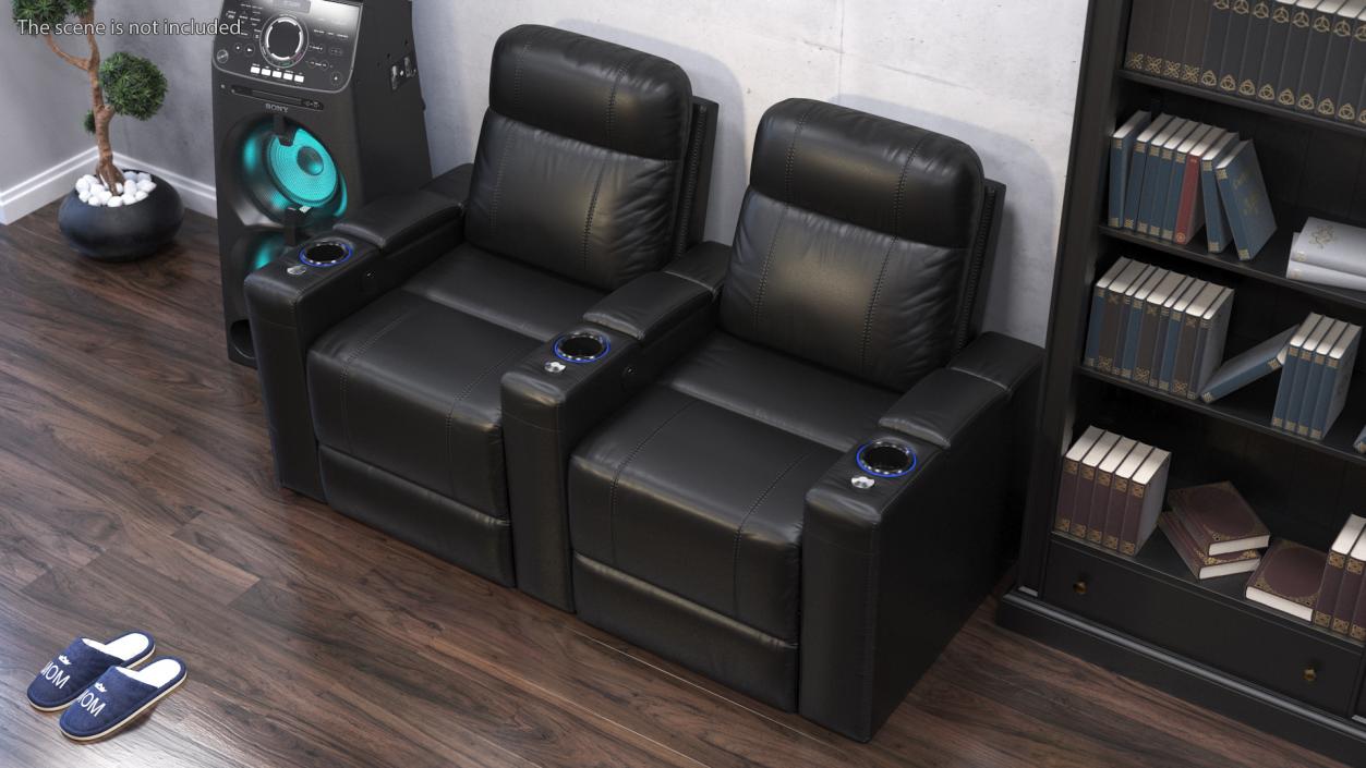 Valencia Home Theater Seating Row of 2 Black 3D model