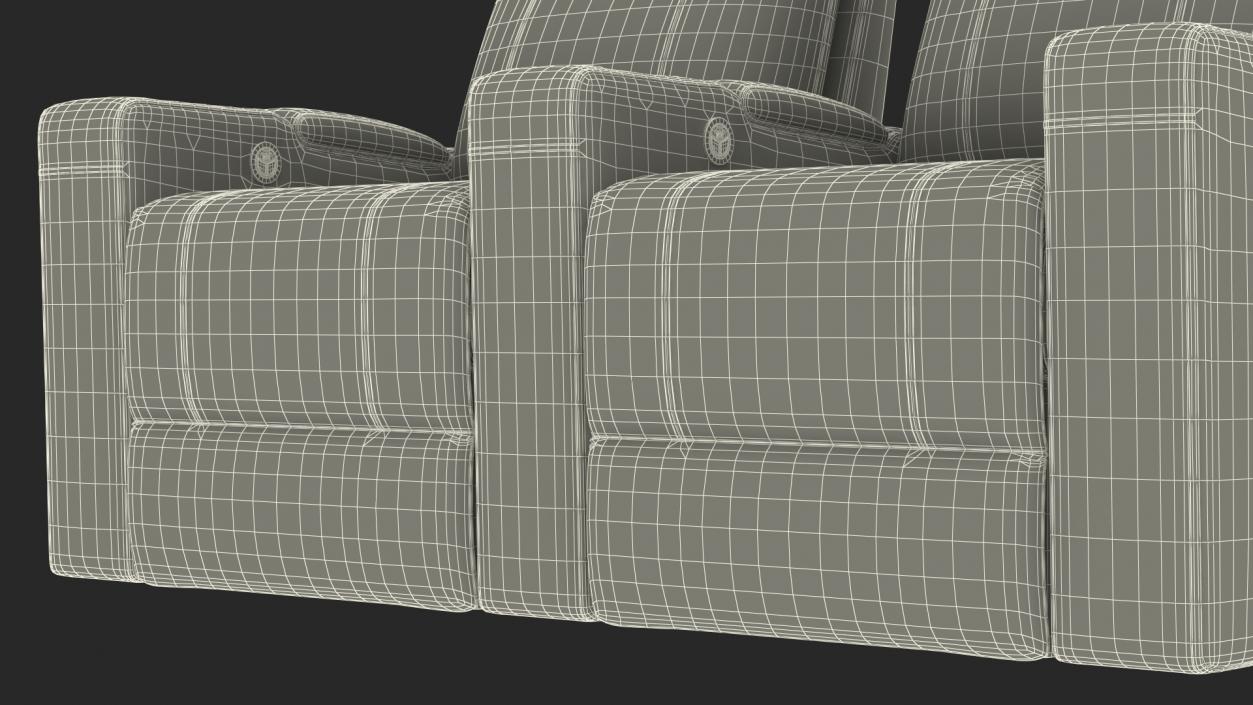 Valencia Home Theater Seating Row of 2 Black 3D model