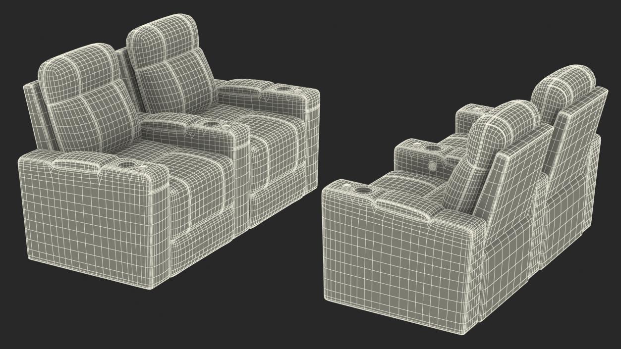 Valencia Home Theater Seating Row of 2 Black 3D model