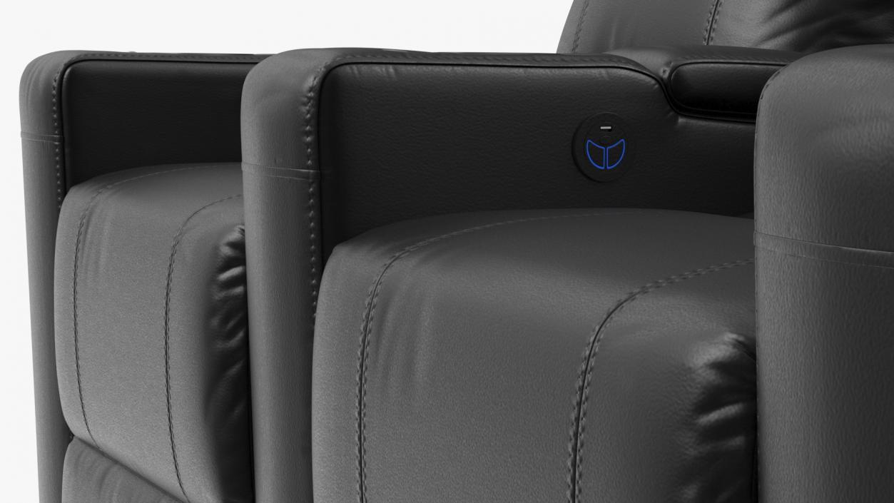 Valencia Home Theater Seating Row of 2 Black 3D model