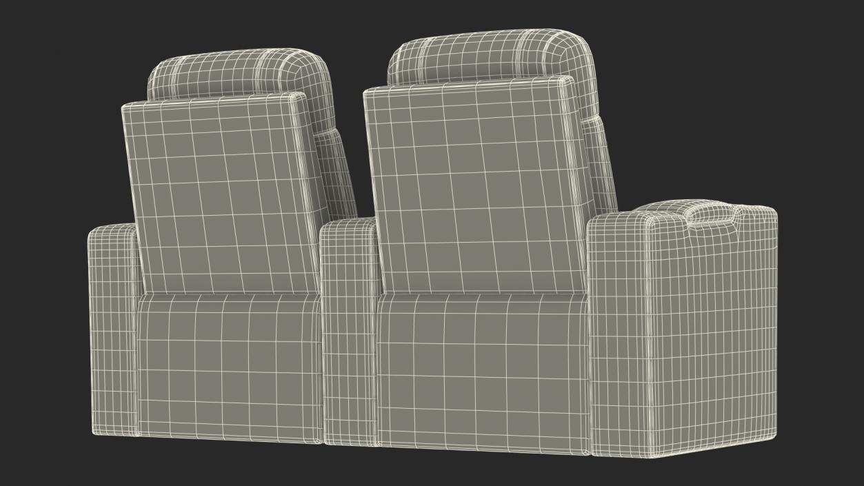 Valencia Home Theater Seating Row of 2 Black 3D model