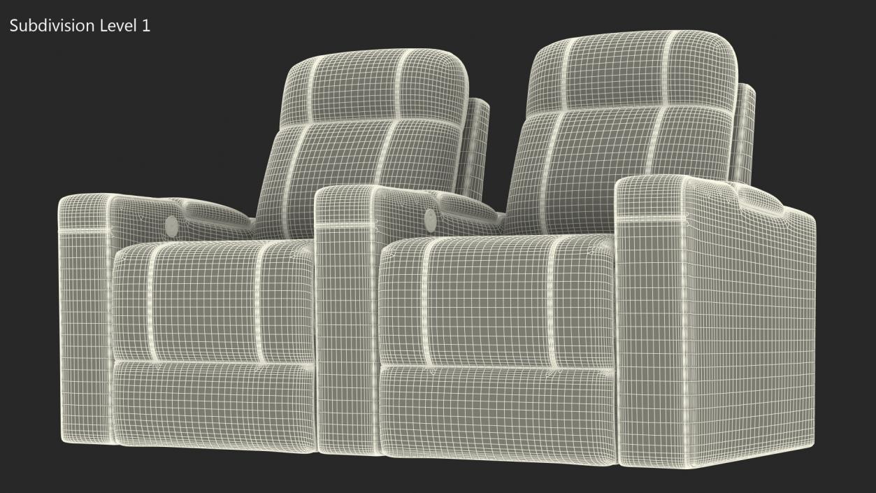 Valencia Home Theater Seating Row of 2 Black 3D model