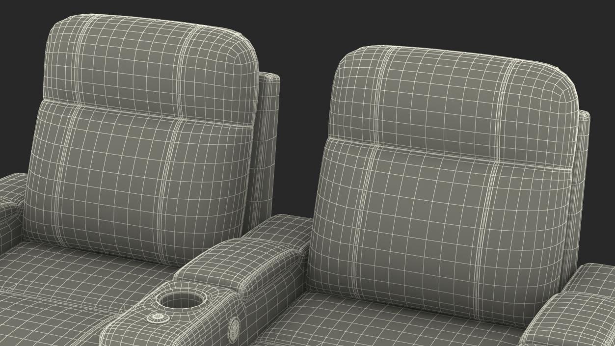 Valencia Home Theater Seating Row of 2 Black 3D model