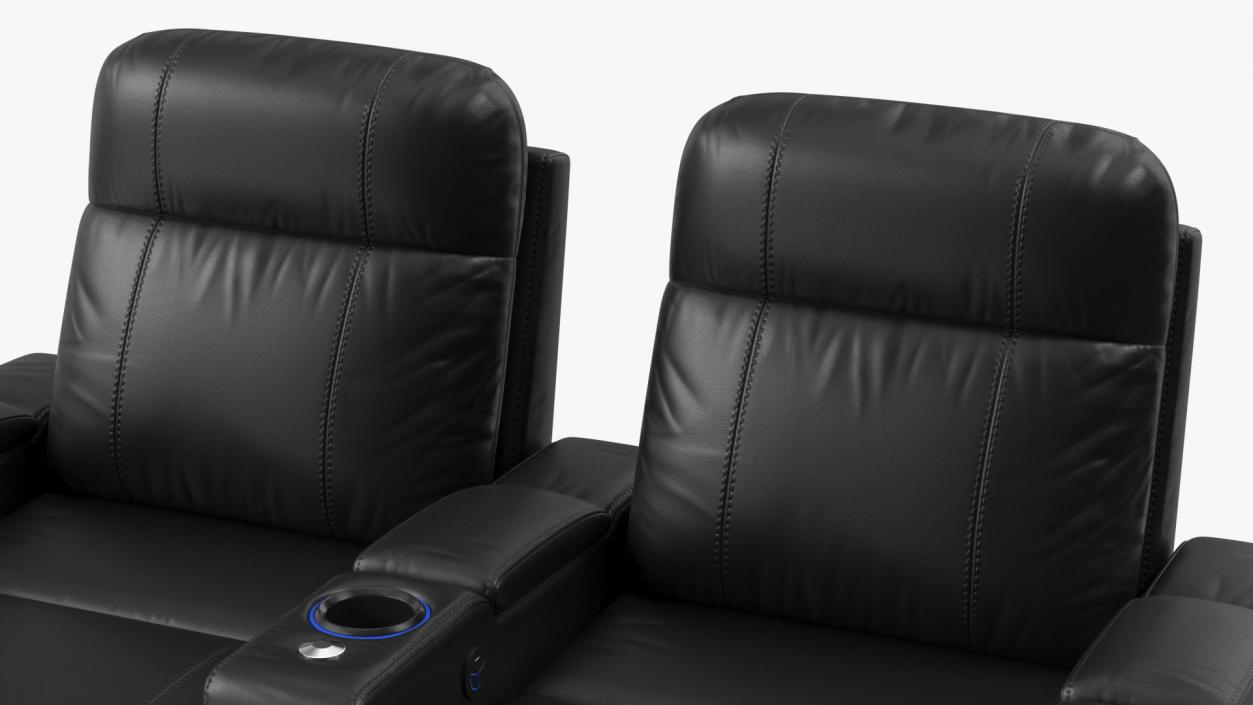 Valencia Home Theater Seating Row of 2 Black 3D model