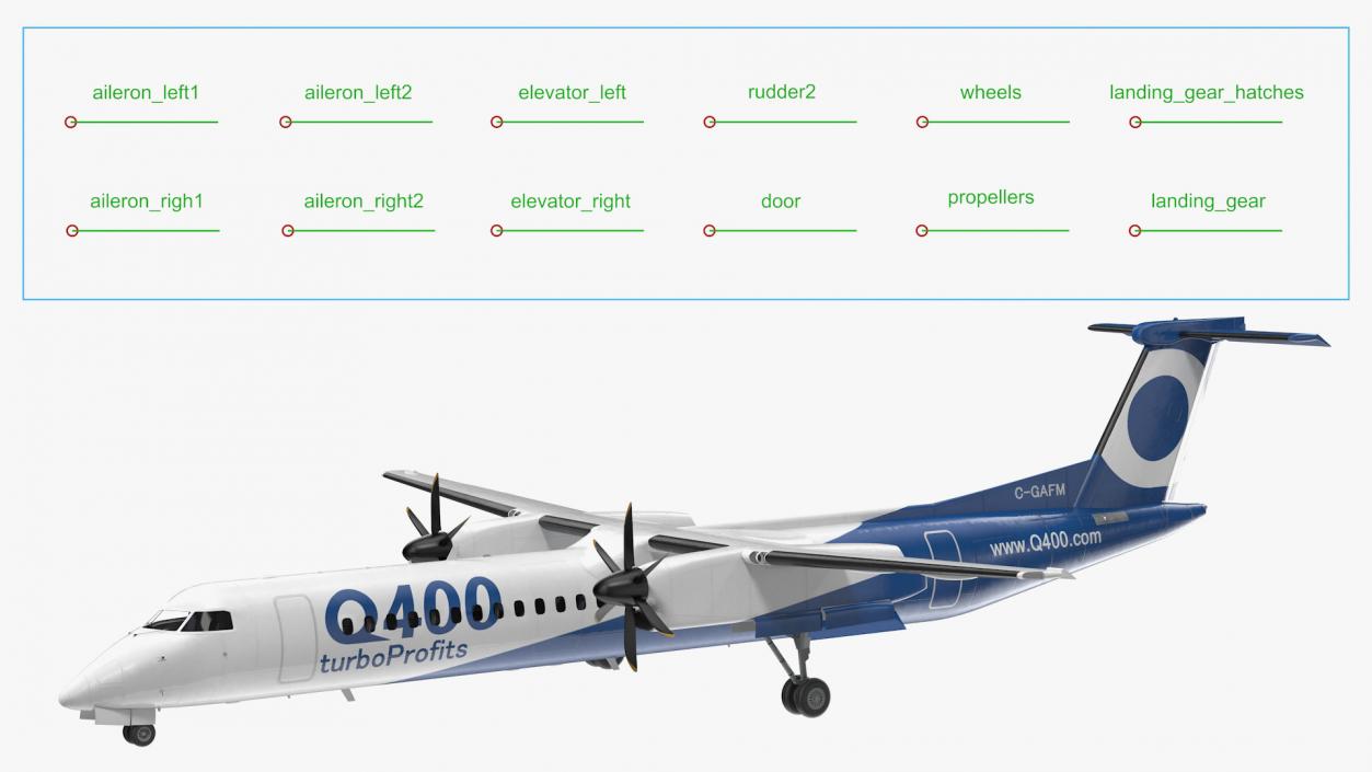 3D model Bombardier Q400 NextGen Rigged