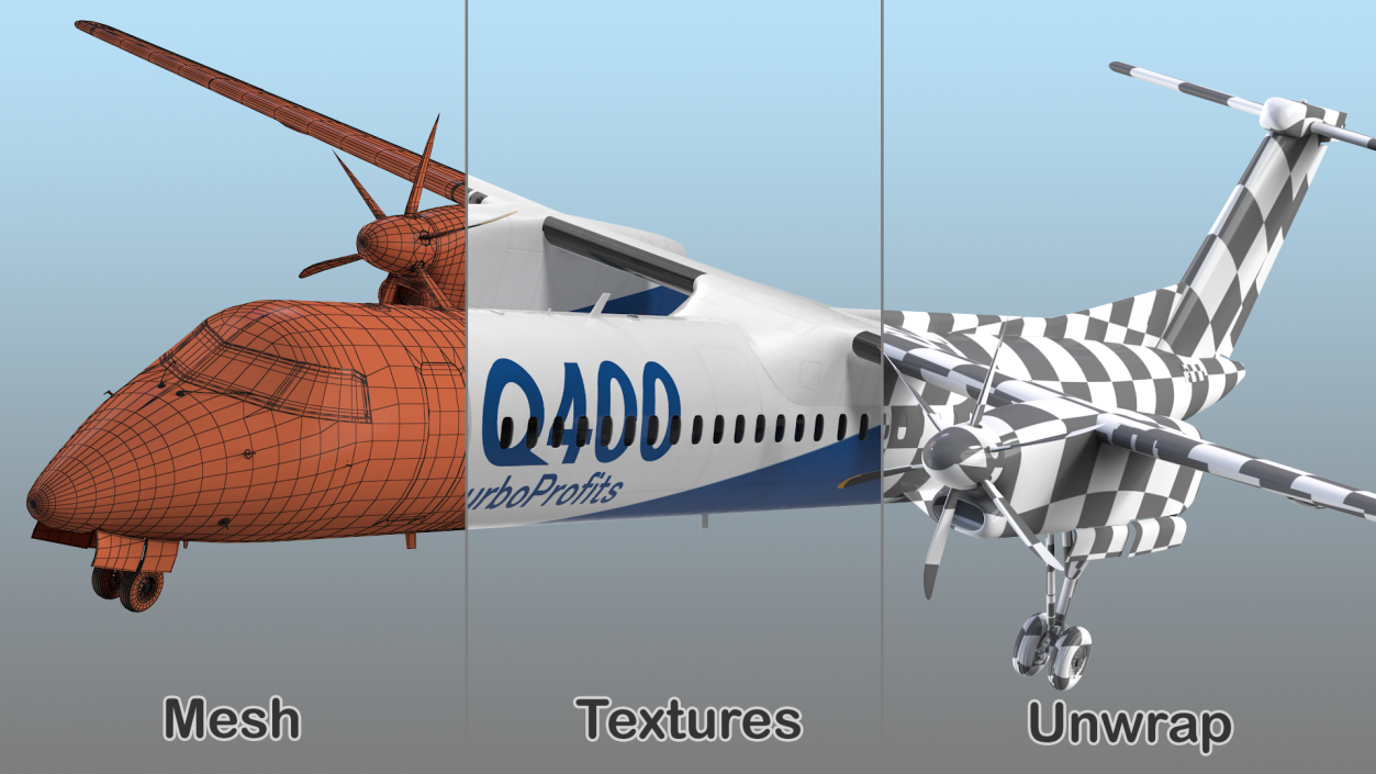 3D model Bombardier Q400 NextGen Rigged