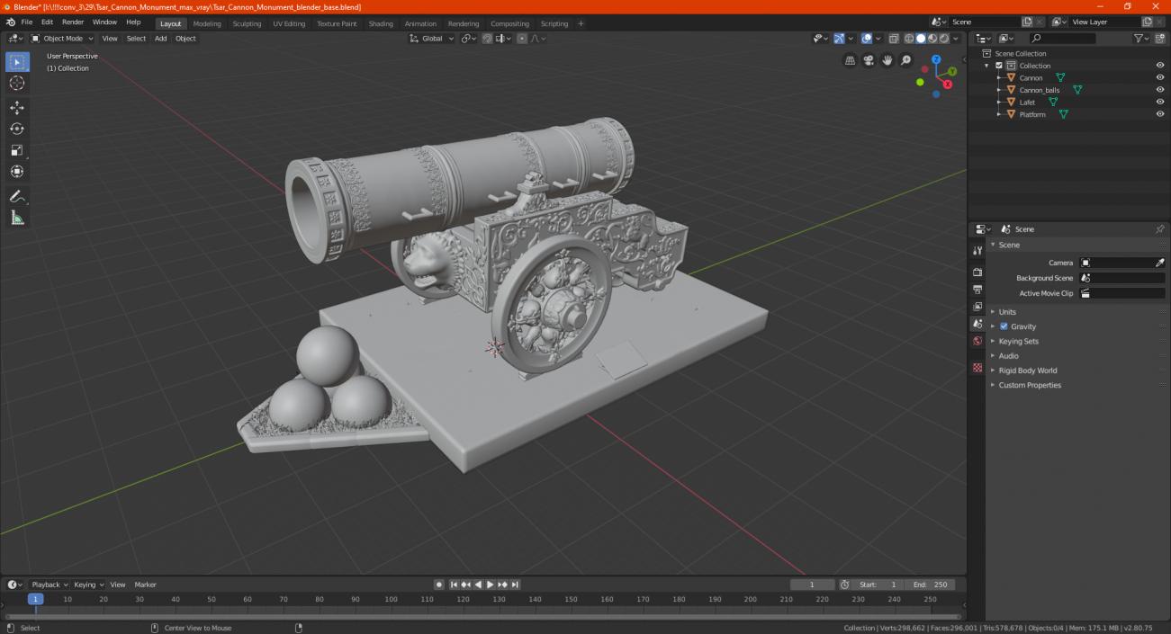 3D model Tsar Cannon Monument