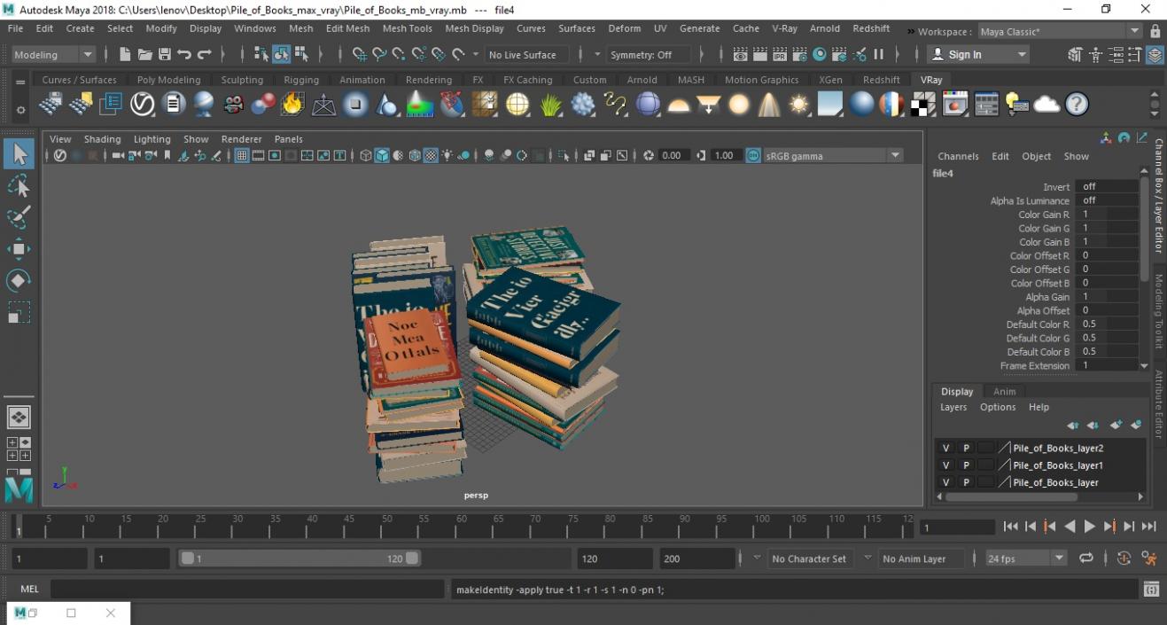 3D Pile of Books model