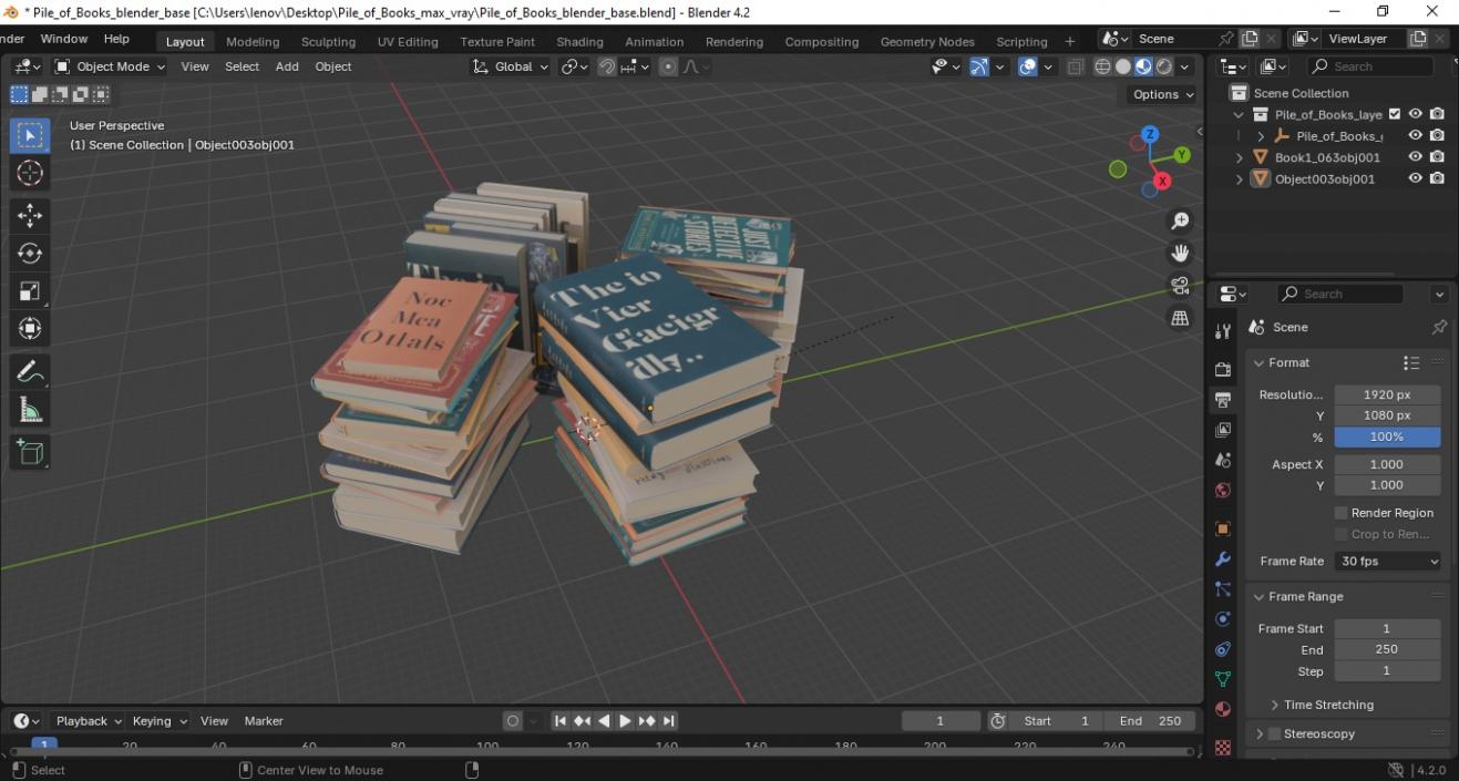 3D Pile of Books model