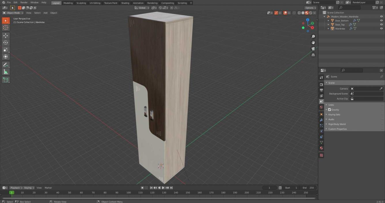 Modern Wooden Wardrobe 3D