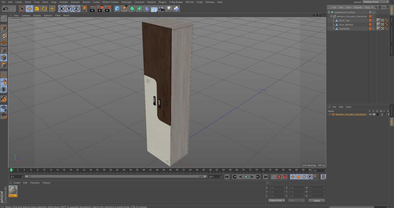 Modern Wooden Wardrobe 3D