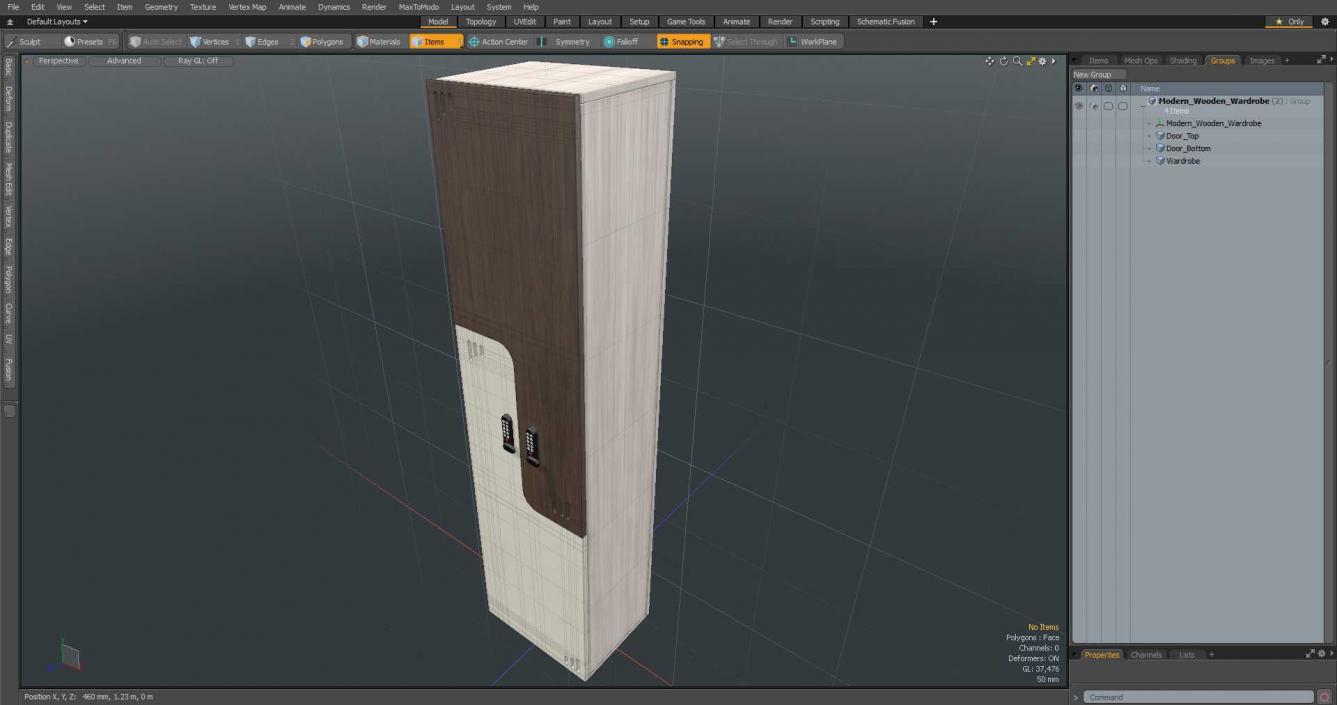 Modern Wooden Wardrobe 3D