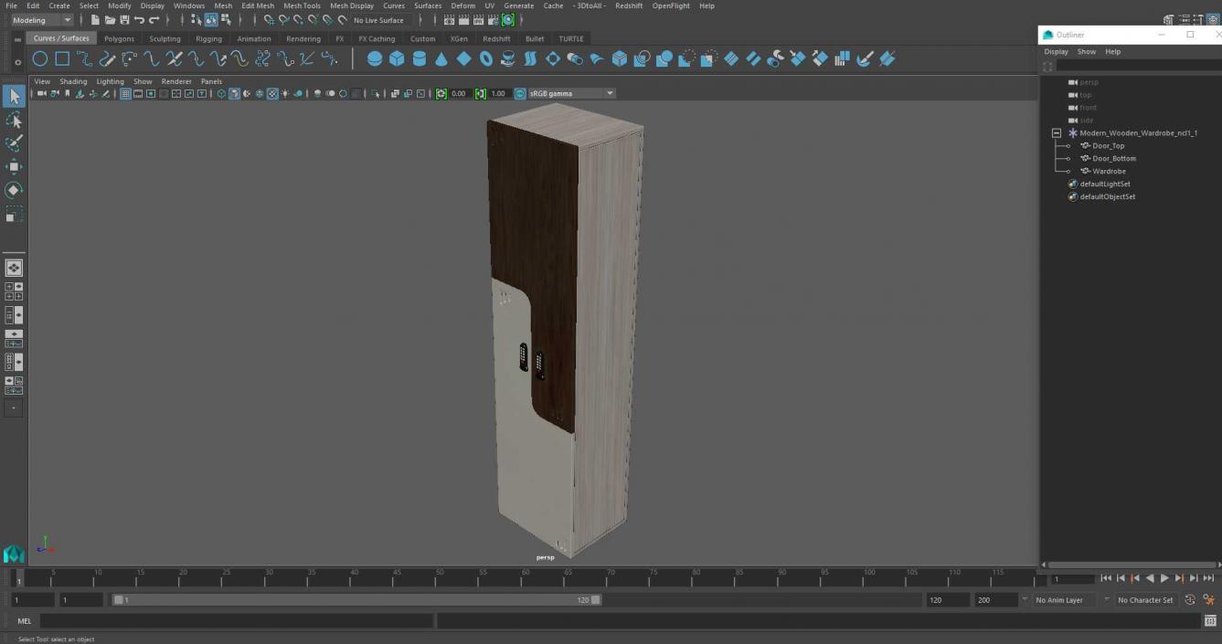 Modern Wooden Wardrobe 3D