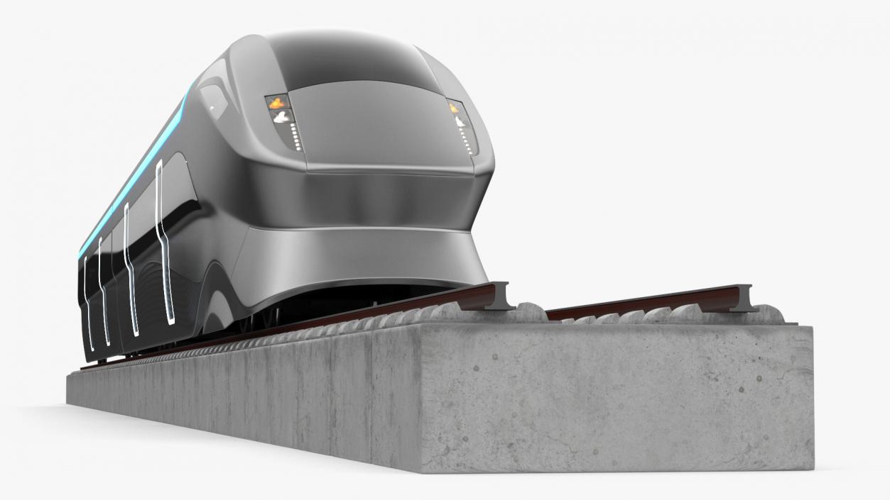 Modern High Speed Train on the Tracks 3D