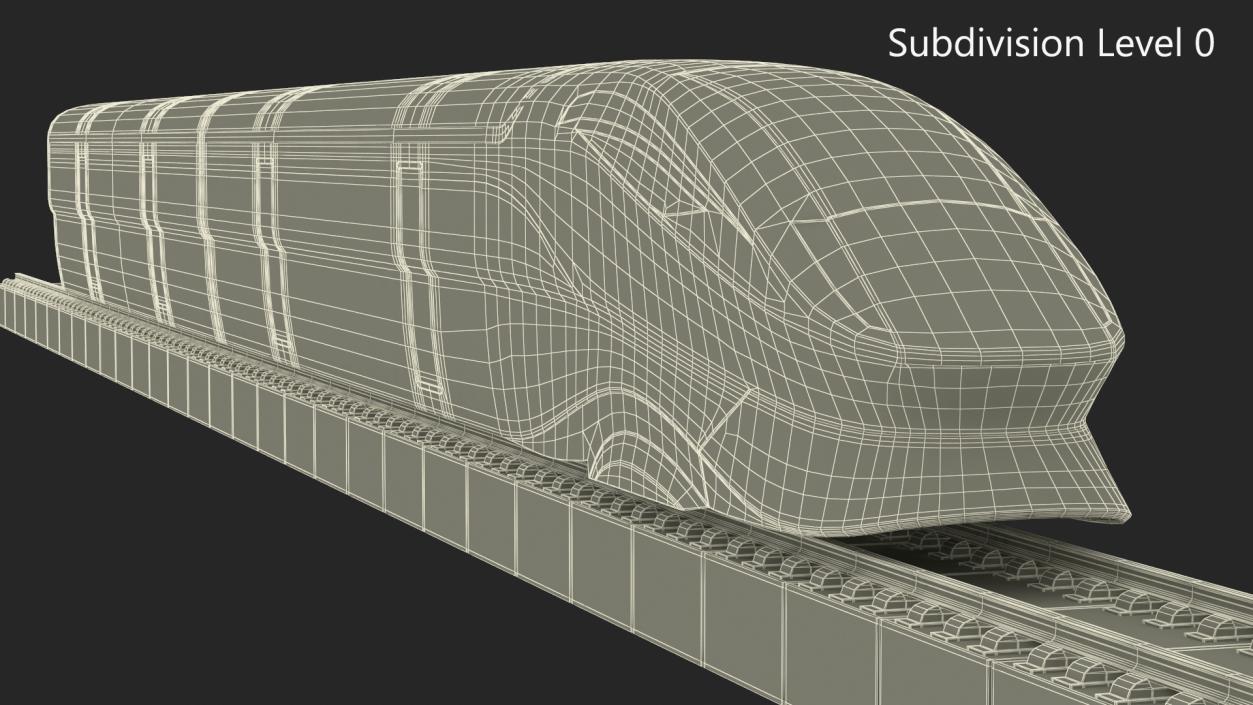 Modern High Speed Train on the Tracks 3D