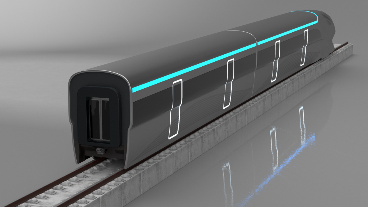 Modern High Speed Train on the Tracks 3D